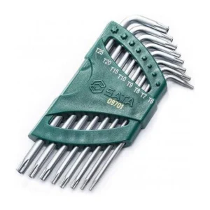 Jogo de chaves torx l t6 a t25 com furo guia com 8 peças SATA