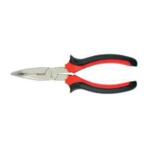 Alicate bico meia cana curvo, acabamento niquelado, cabo com dupla injeção, 7 pol. 180 mm, 1 peça — MTX