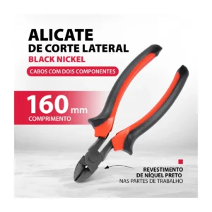 Alicate corte diagonal, acabamento niquelado, cabo com dupla injeção, 6 pol. 160 mm, 1 peça — MTX